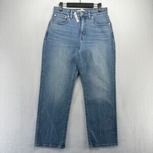 Madewell Jeans Womens 28 Petite Blue Curvy 90s Straight Vintage Wash Whisker NEW